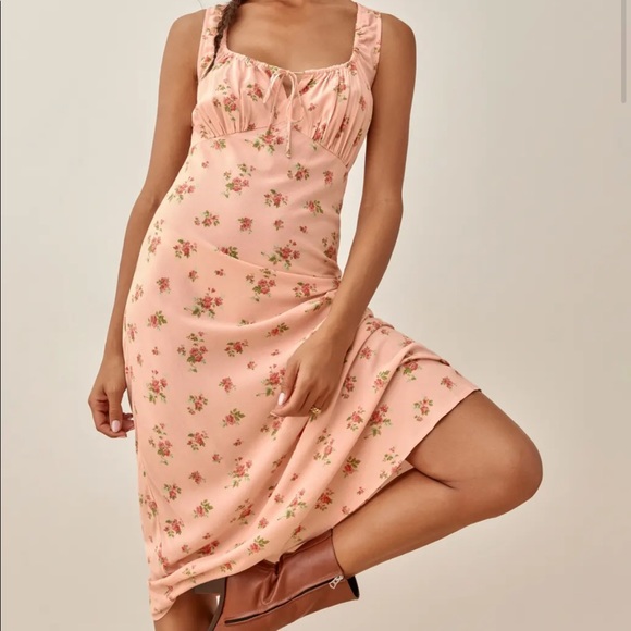 Reformation Pink Floral Midi Dress - Picture 3 of 11
